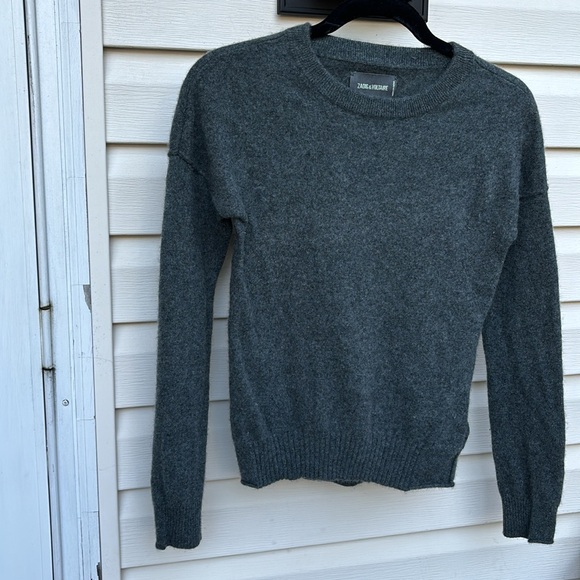 ZADIG & VOLTAIRE LADIES GRAY CASHMERE CICI PATCH METALLIC ELBOW STARS-XS - Picture 2 of 14